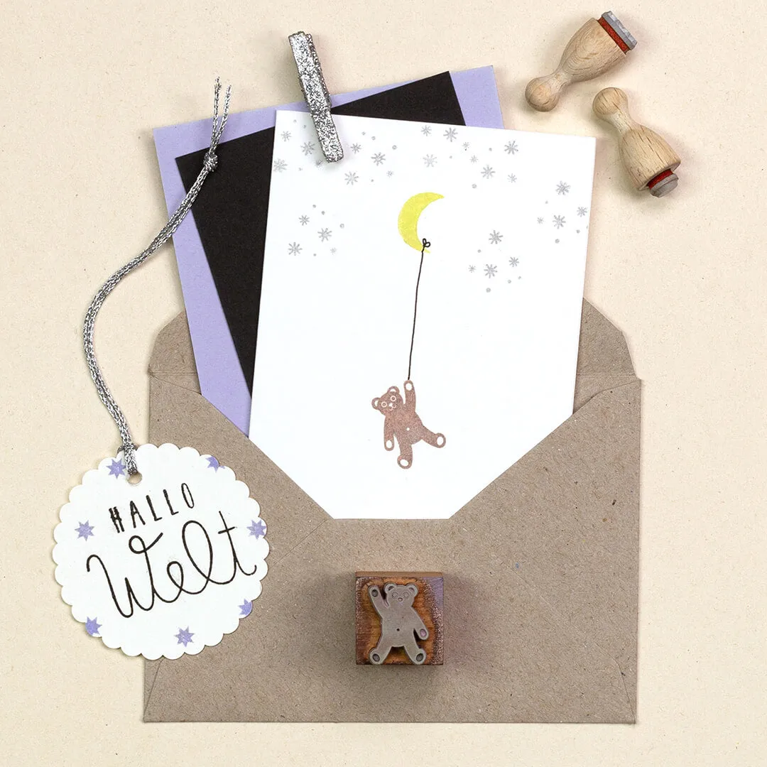 Perlenfischer Teddy bear Stempel Holz 13 x 18 mm