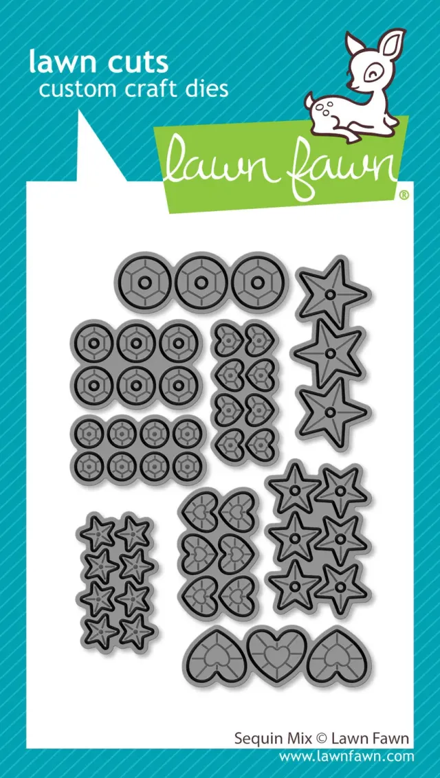 Lawn Fawn Sequin Mix Lawn Cuts Stanzen Sterne Herzen