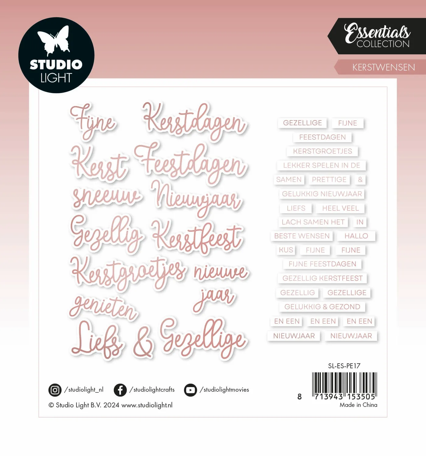 Studio Light Essentials Rosegold Kerstwensen Papier-Elemente