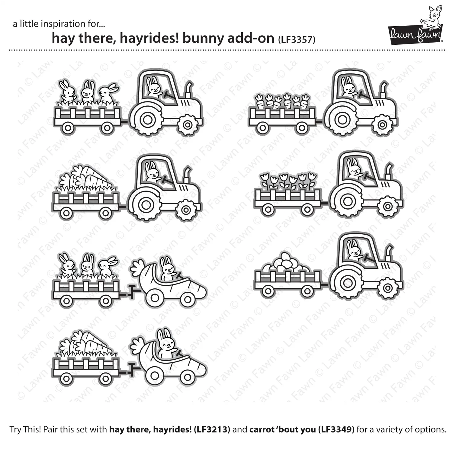 Lawn Fawn Hay There Hayrides Bunny Add-On Stempelset Hasen