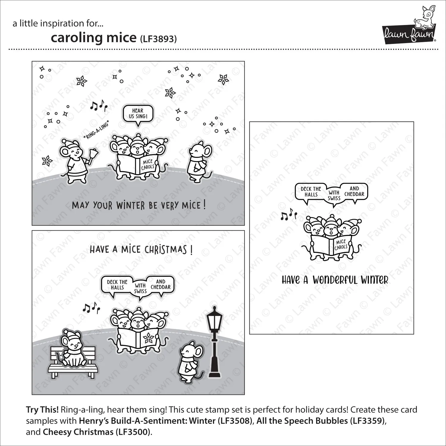 Lawn Fawn Caroling Mice Clear Stamps Weihnachten Mäuse