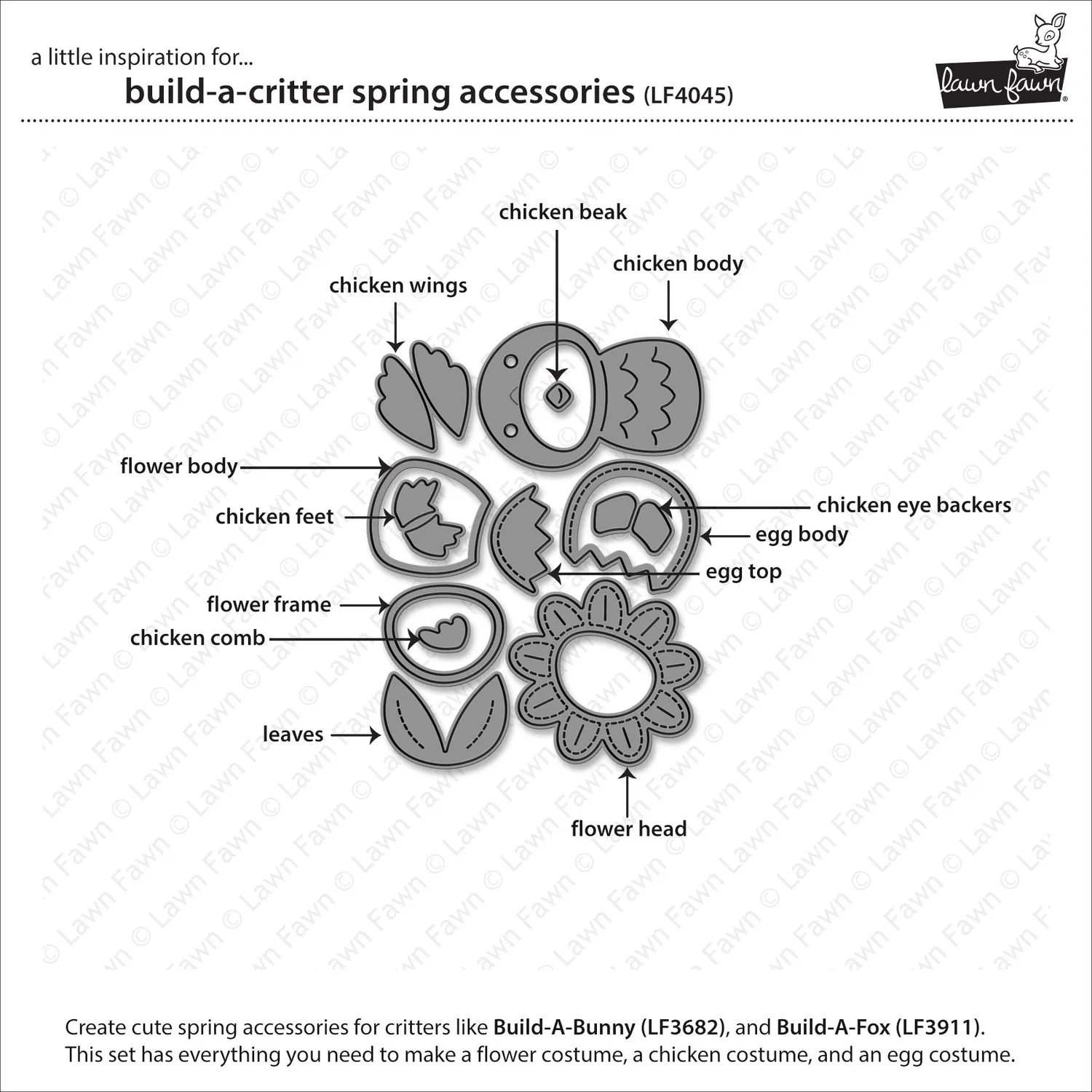 Lawn Fawn Build-A-Critter Spring Stanzen LF4045 12-tlg