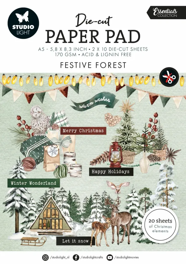 StudioLight Essentials Festive Forest Die-cut Papierblock A5