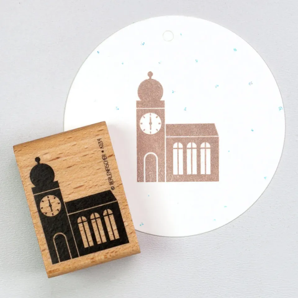 Perlenfischer Church 2 Stempel Holz 37 x 28 mm