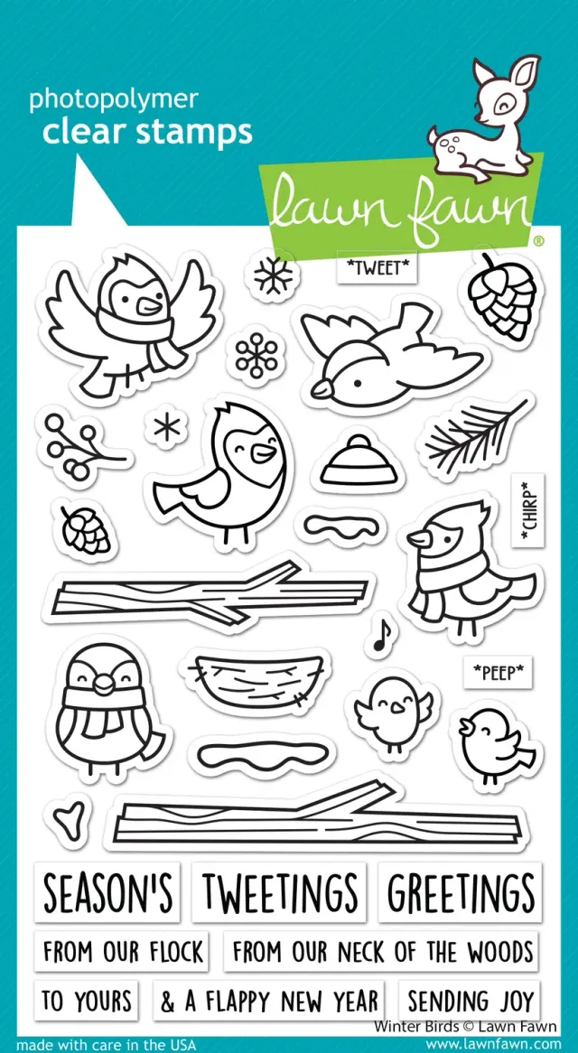 Lawn Fawn Winter Birds LF32205 Stempelset Vögel Winter