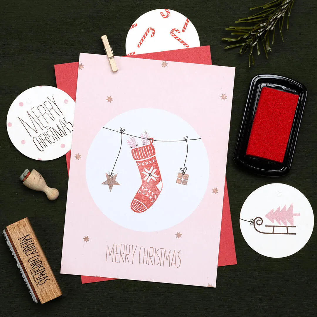 Perlenfischer Merry Christmas 2 Stempel Weihnachten 13x50 mm