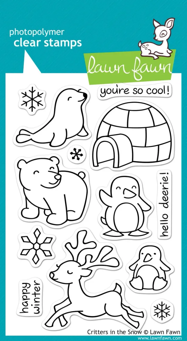 Lawn Fawn Critters in the Snow Stempelset Winter 13-teilig