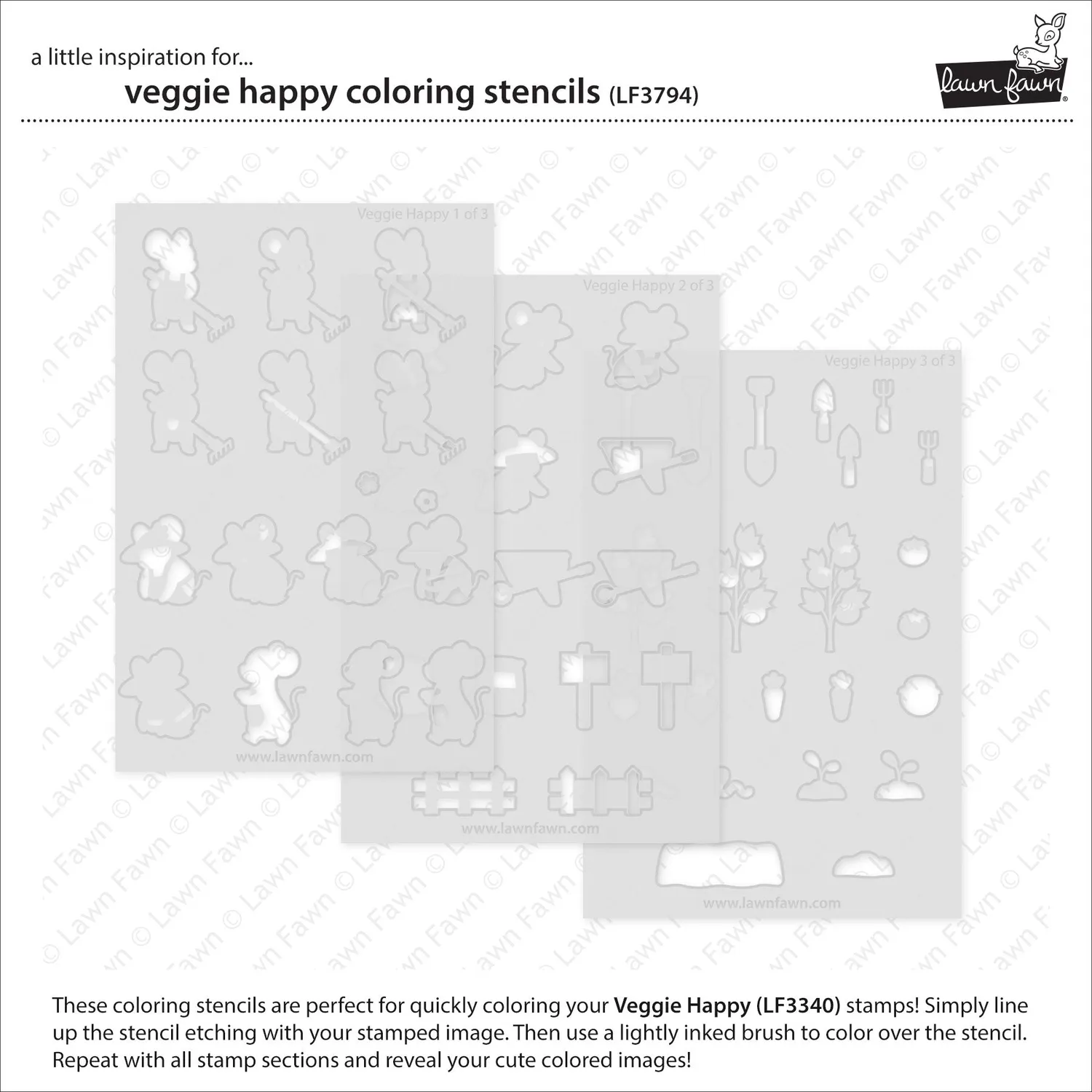 Lawn Fawn Veggie Happy LF3794 Schablone 3-teilig Gemüse