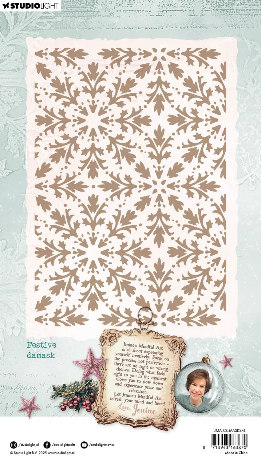 StudioLight Jenine's Mindful Art Christmas Blush Maske Festive Damask