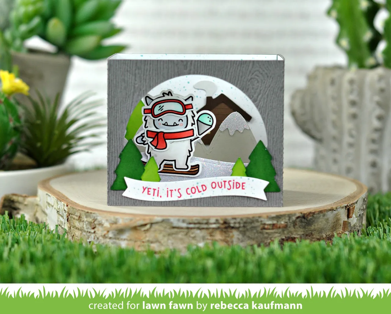 Lawn Fawn Shadow Box Mountain Add-On Stanzen Winter