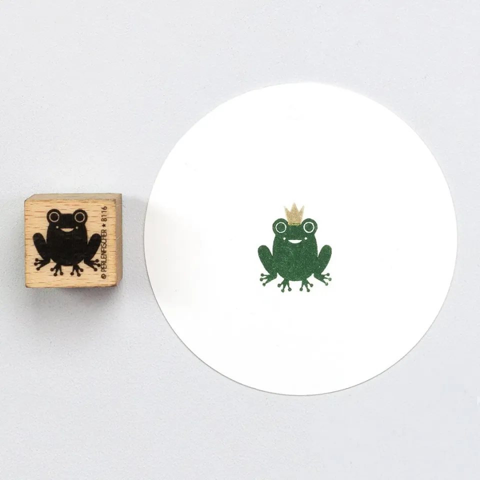 Perlenfischer Frosch sitzend Stempel 18x18 mm Tier