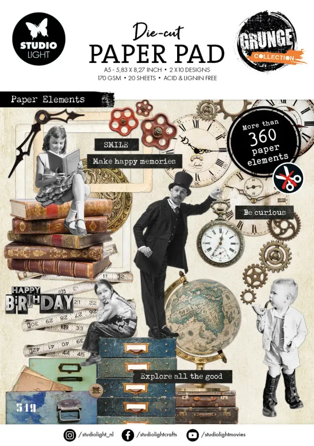 StudioLight Grunge Paper Pad Die-Cuts 148x210 mm