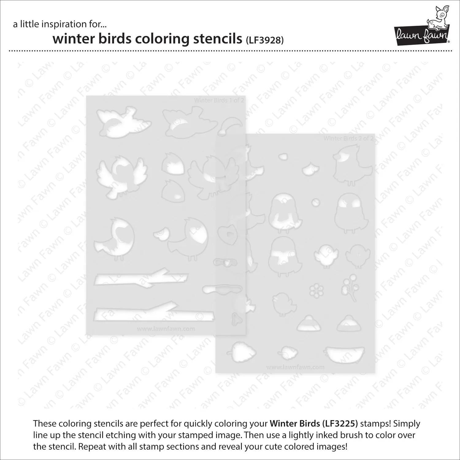 Lawn Fawn Winter Birds Coloring Stencils 3-teilig