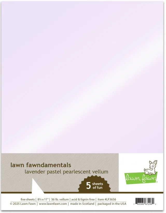 Lawn Fawn Lavender Pastel Vellum Papier lavendel 5 Bogen