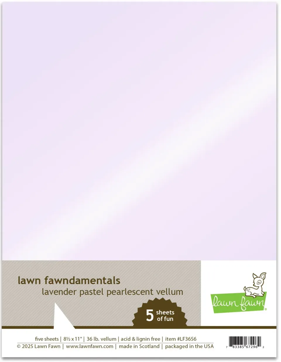 Lawn Fawn Lavender Pastel Vellum Papier lavendel 5 Bogen