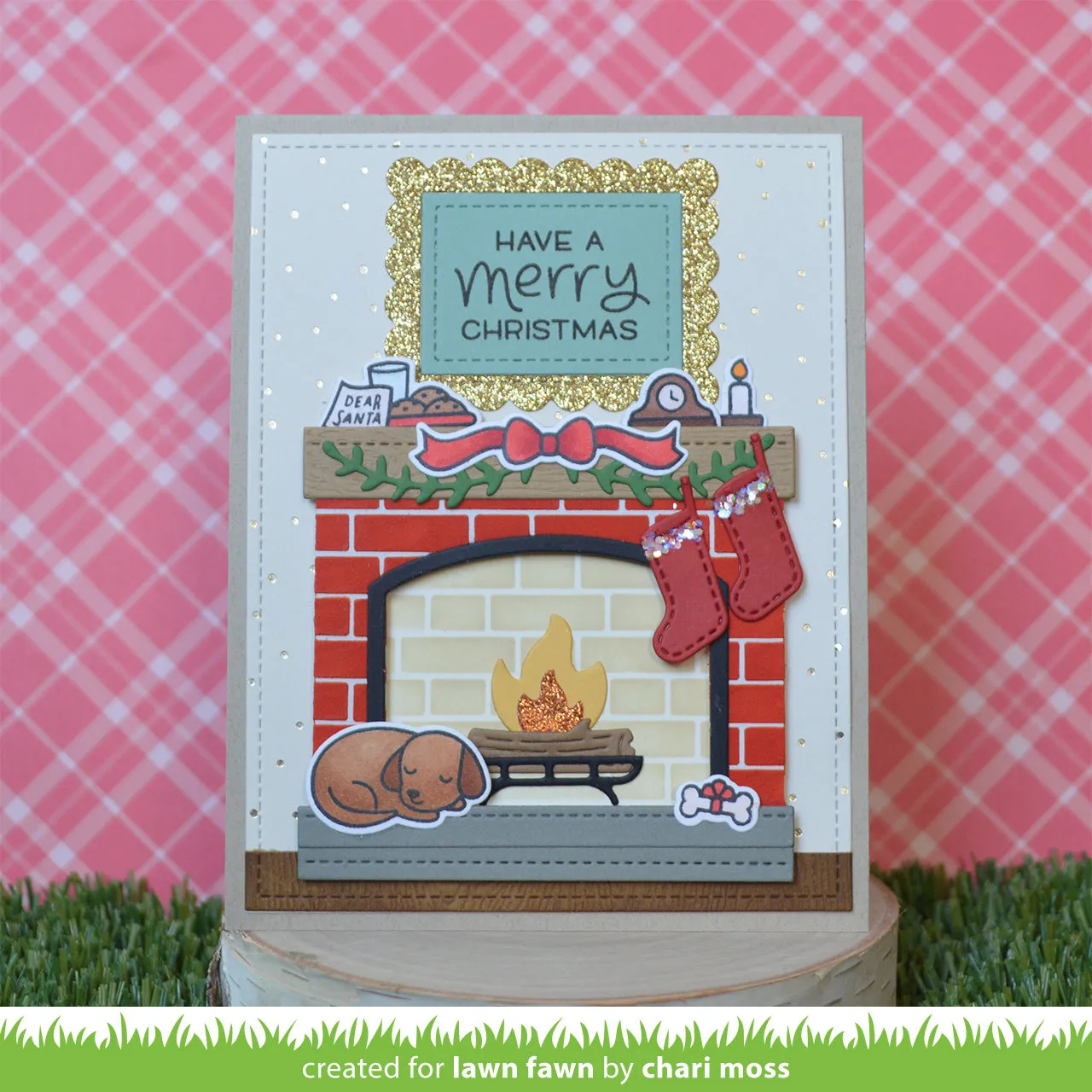 Lawn Fawn Shadow Box Card Fireplace Add-On Stanzen