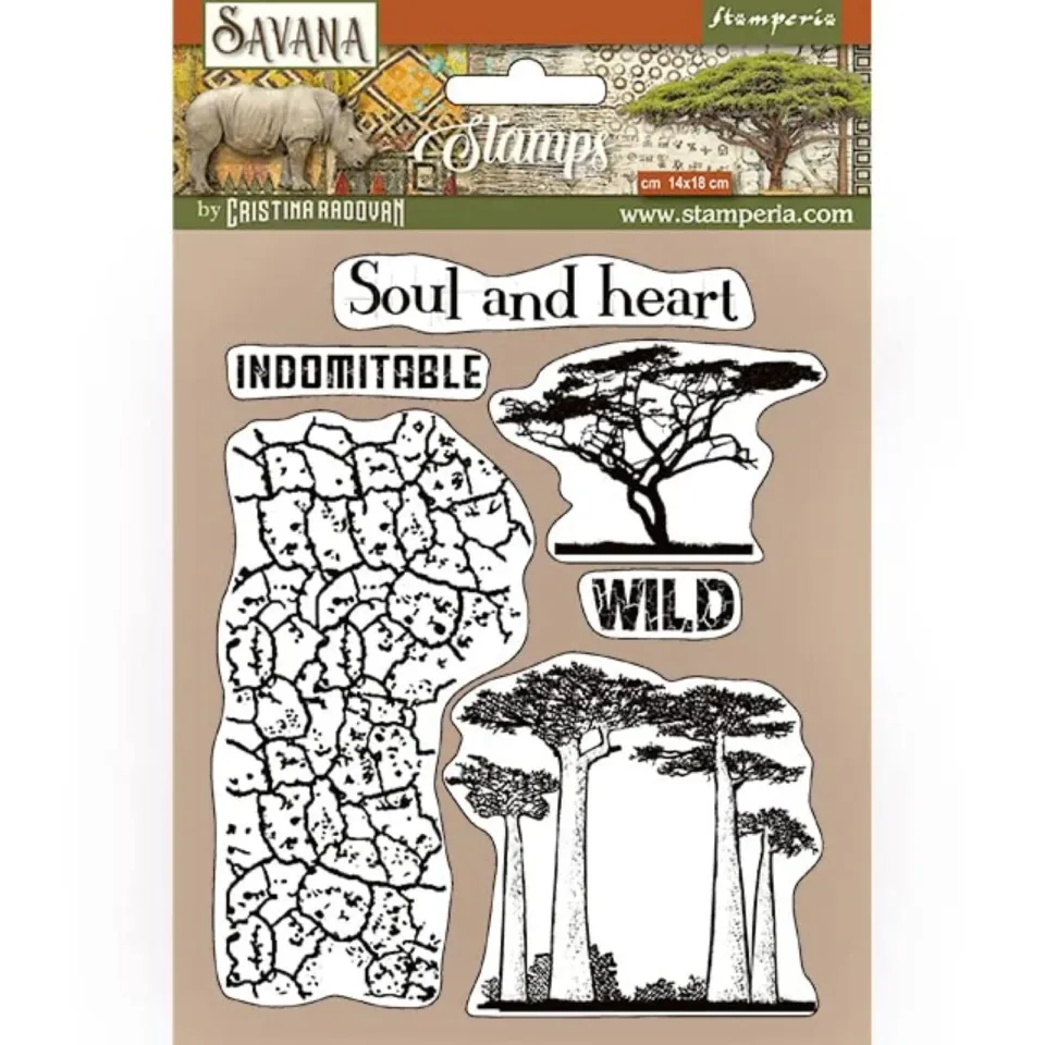 Stamperia Savana Gummistempel 14x18 Crackle Baum