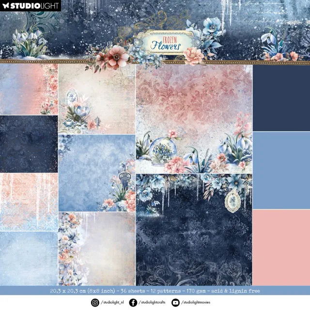 StudioLight Frozen Flowers Designpapier Backgrounds Winter
