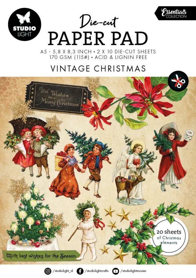 StudioLight Essentials Vintage Christmas Die-Cut Block 24 Blatt