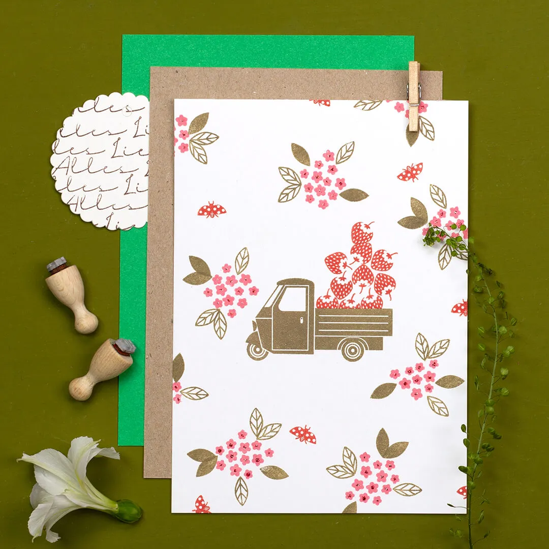 Perlenfischer Three Blossoms mini Stempel 8x8 mm Holz