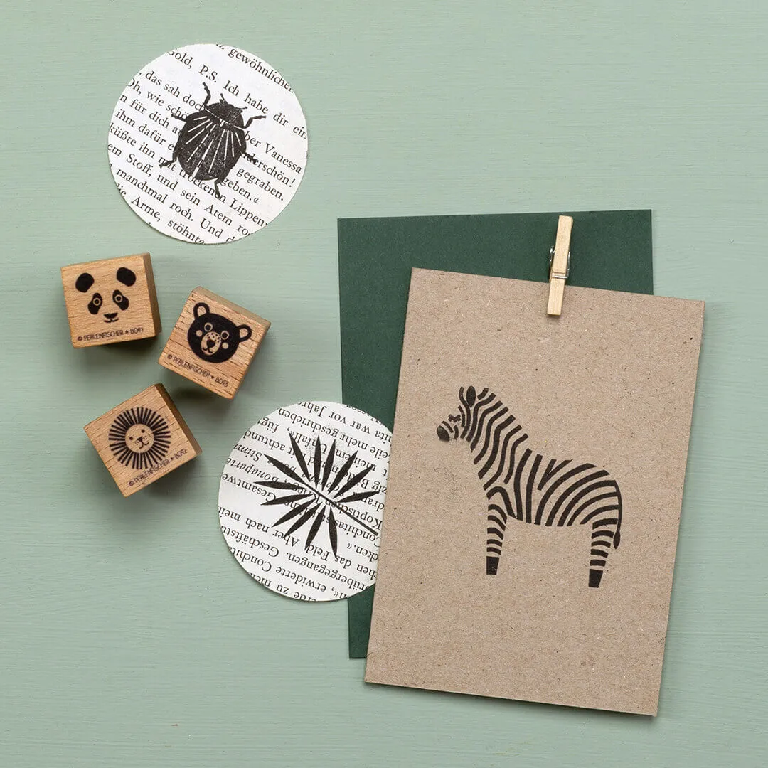 Perlenfischer Zebra Holzstempel 47x49 mm Tiere