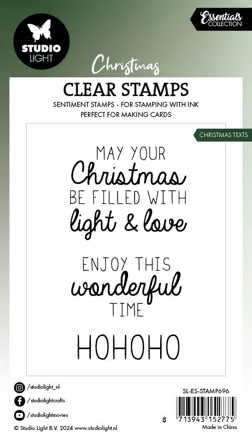 StudioLight Essentials Christmas Texts Clear Stamp 50x92mm