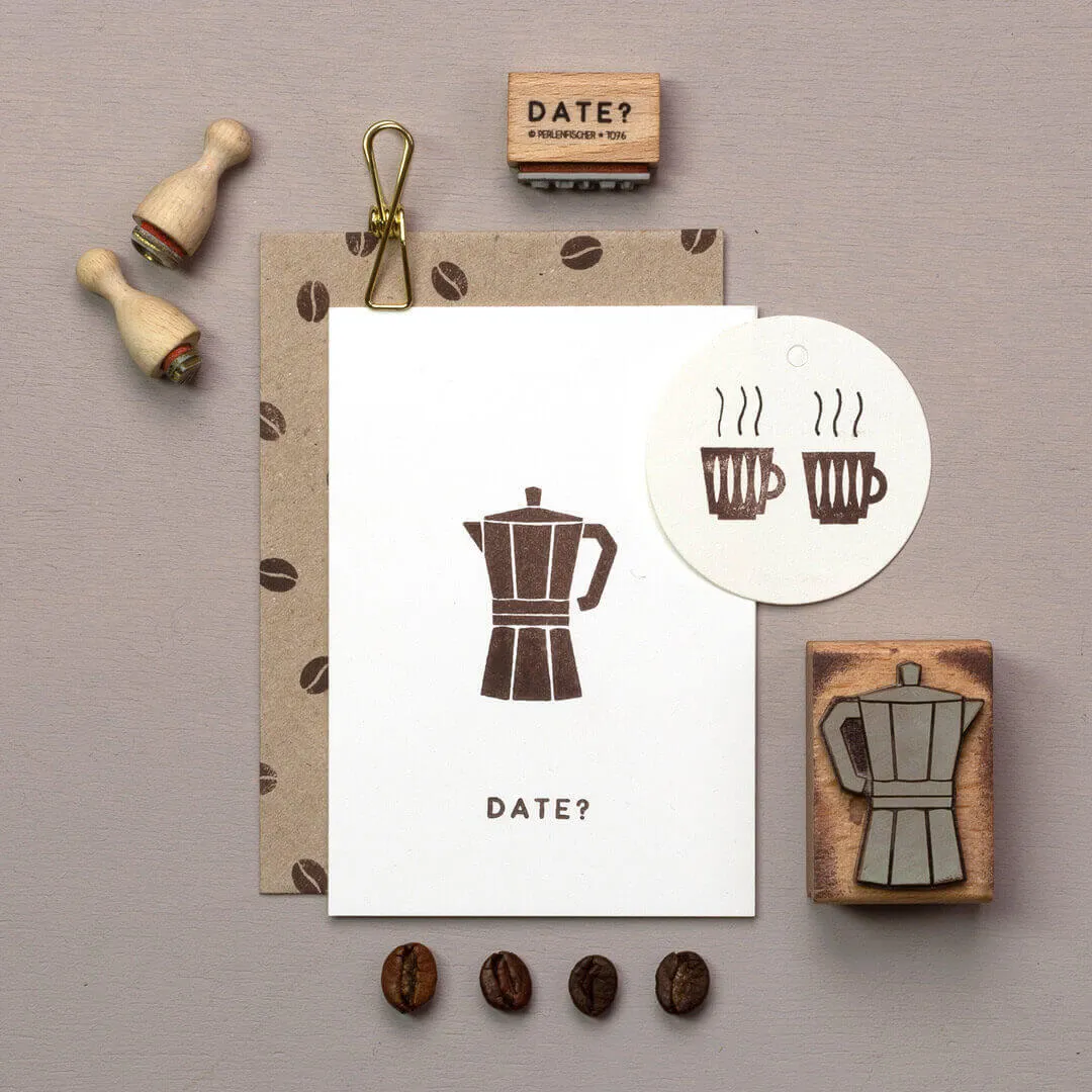 Perlenfischer Kaffeebohne Stempel Mini 7x6 mm