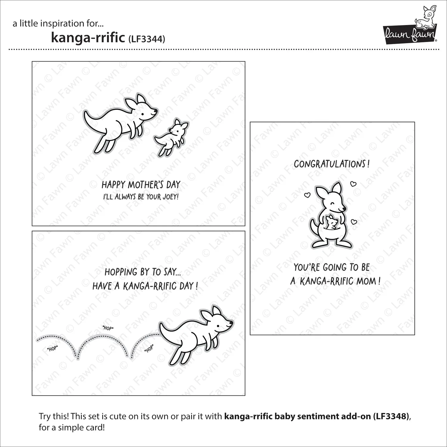 Lawn Fawn Kanga-rrific Stempelset Känguru Muttertag