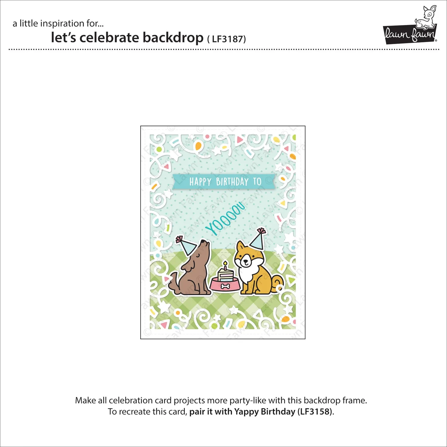 Lawn Fawn Lawn Cuts Let's Celebrate Backdrop Stanze Konfetti