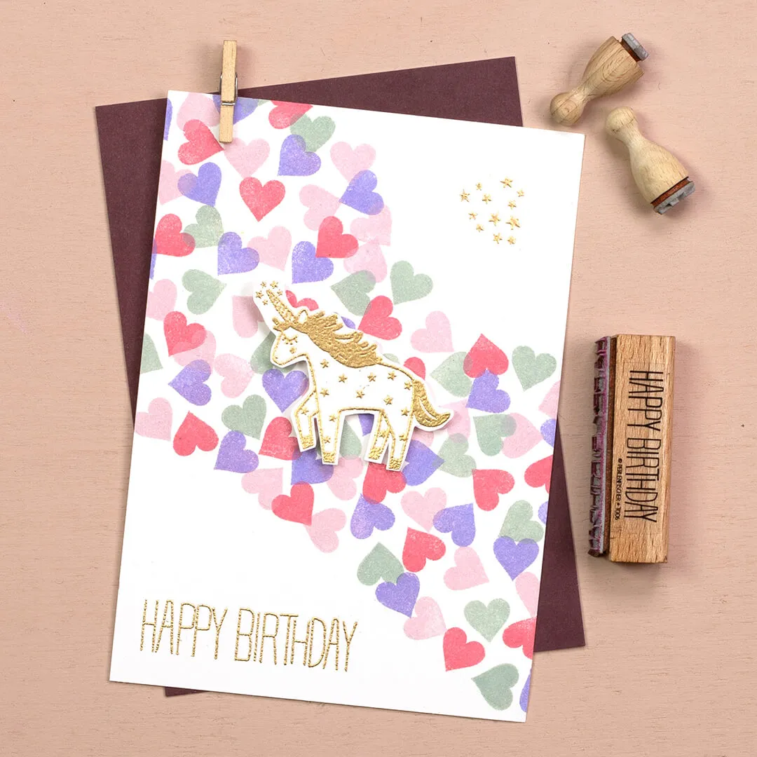 Perlenfischer Happy Birthday 2 Stempel 13x53 mm