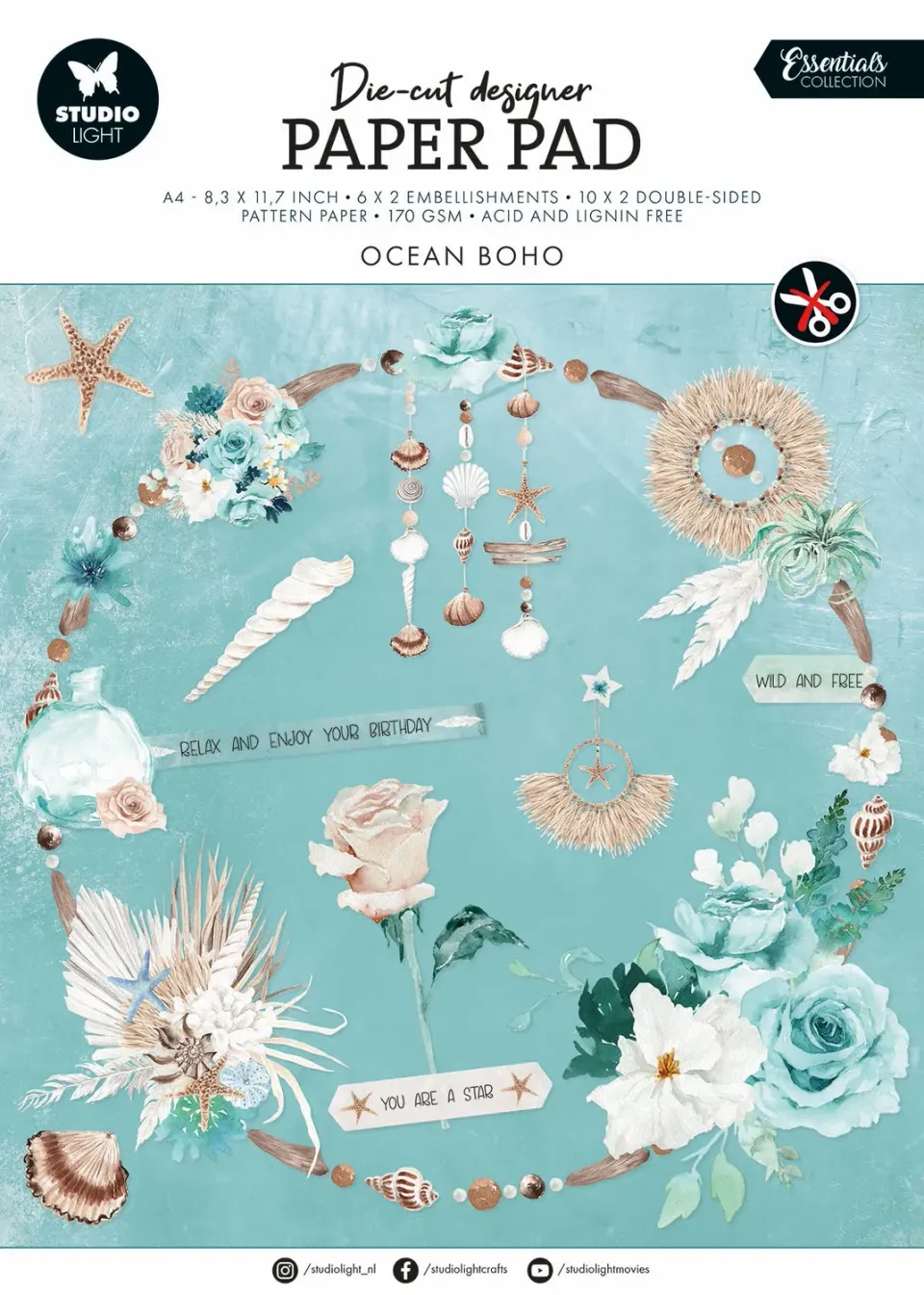 StudioLight Essentials Die-Cut Papierblock Ocean Boho 294x210mm