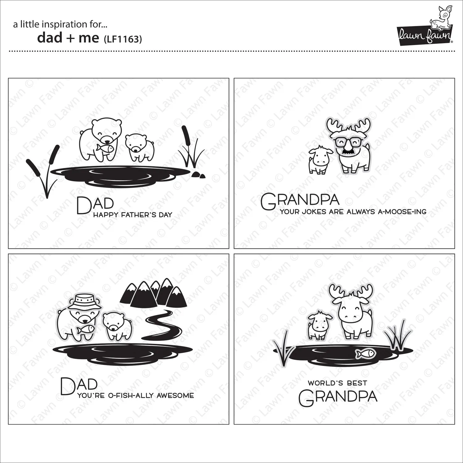 Lawn Fawn Dad + Me LF1163 Clear Stamps Vatertag