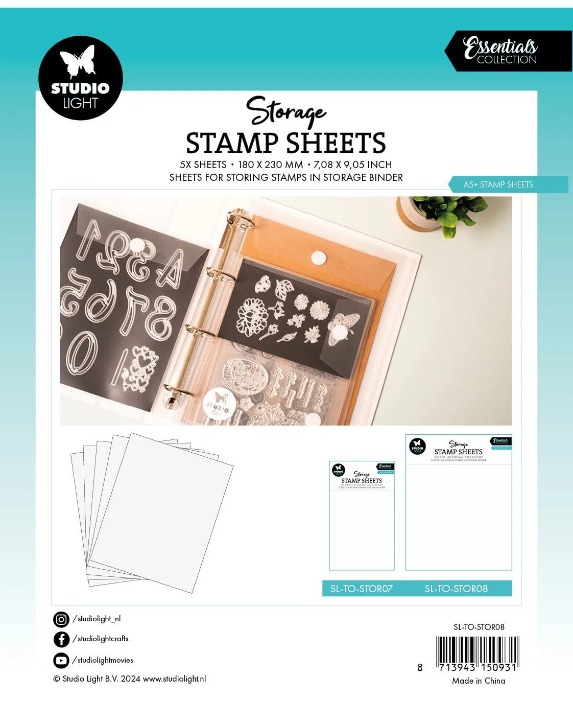 StudioLight Essentials Stempelhülle A5+ 5 Stück transparent