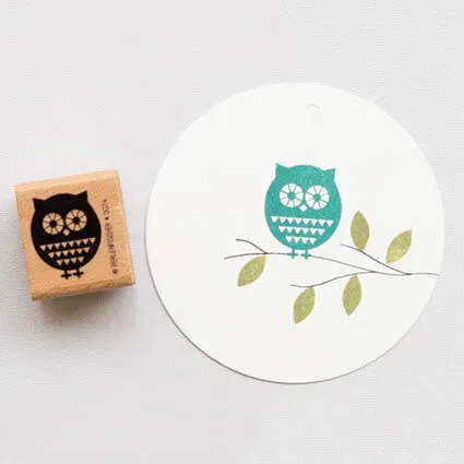 Perlenfischer Eule 1 Stempel Holz 23x19 mm