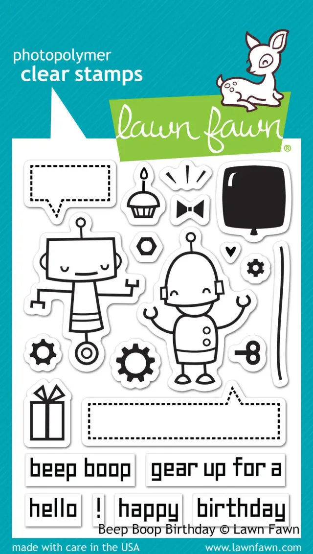 Lawn Fawn Beep Boop Birthday LF676 Clear Stamps Roboter