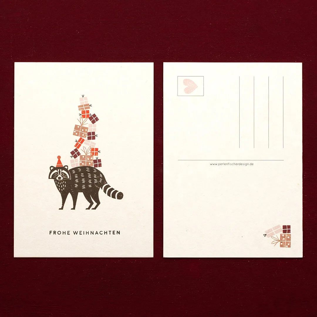 Perlenfischer Grusskarte Waschbär-Elf Postkarte A6