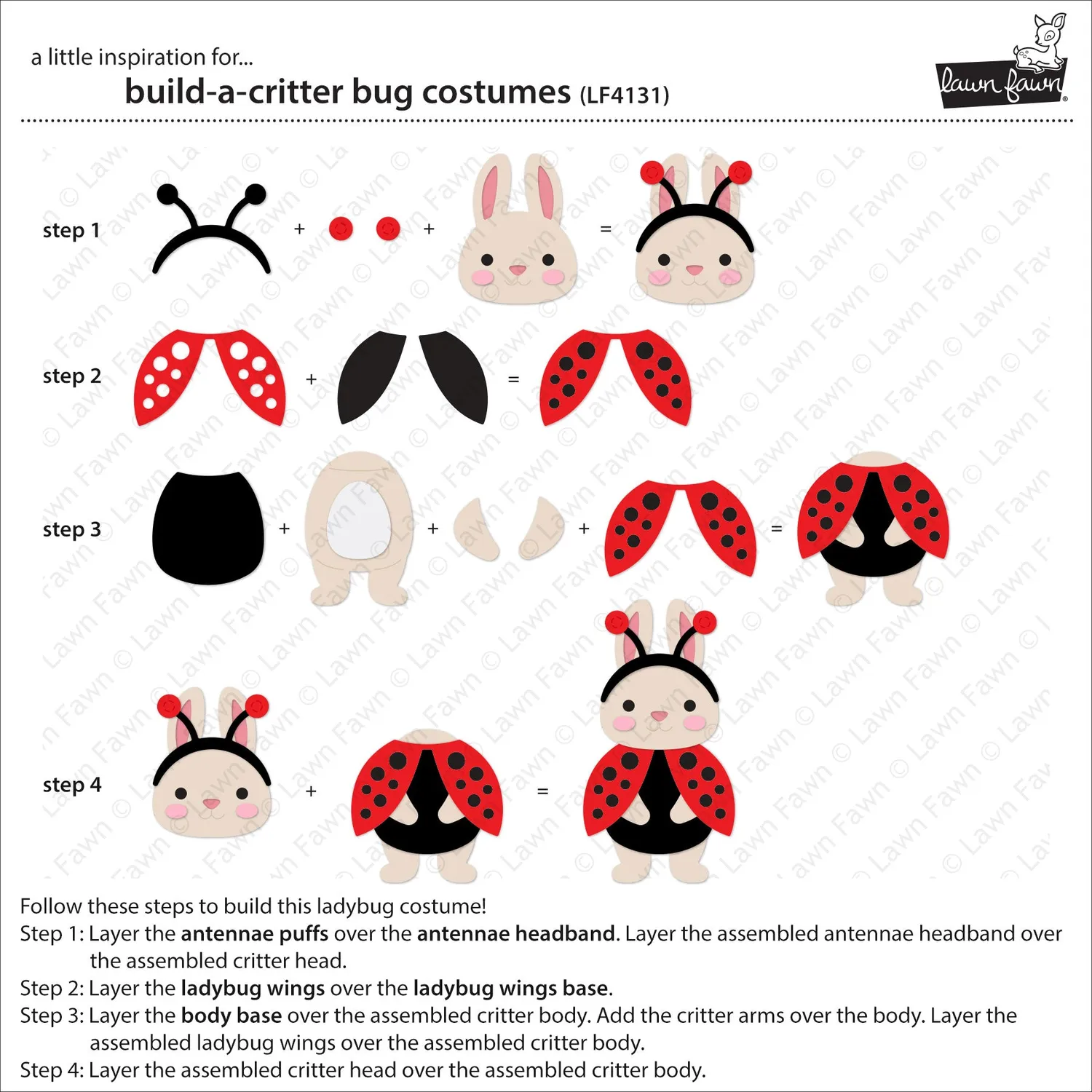 Lawn Fawn Build-a-Critter Bug Costumes Stanzen LF4131