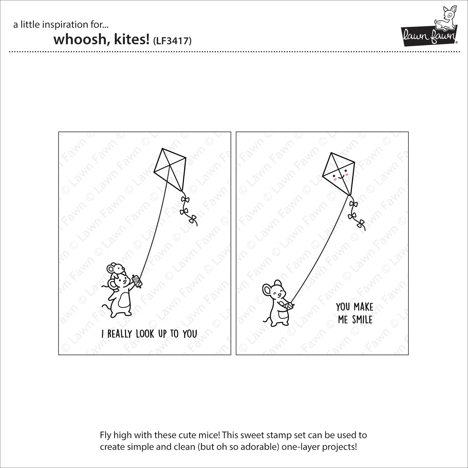 Lawn Fawn Whoosh Kites Stempelset Drachen Mäuse