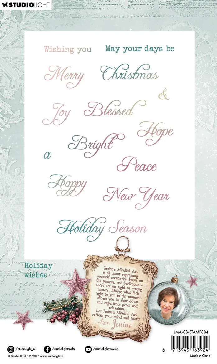 Jenine's Mindful Art Christmas Blush Holiday wishes Clear Stamp