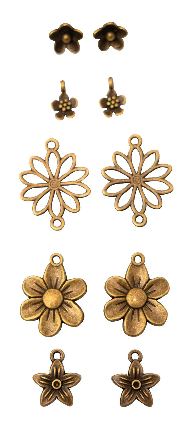 StudioLight Essentials Metal Charms Blumen Anhänger 10 Stück Vintage