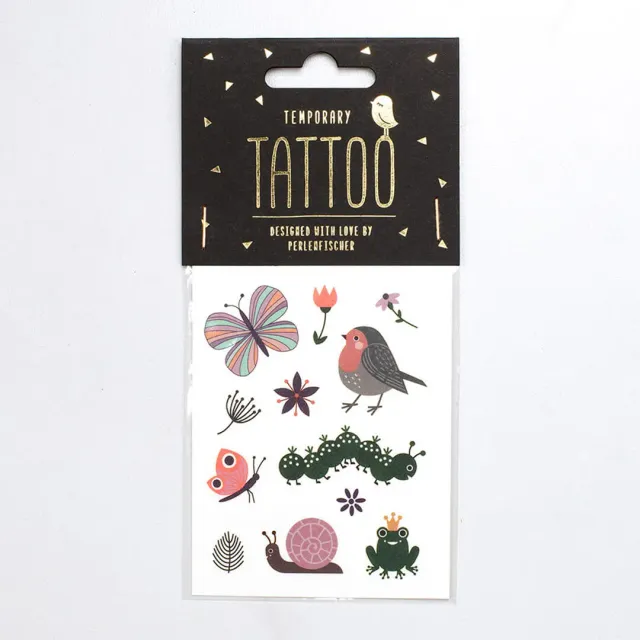Perlenfischer Frühlingsgarten Tattoo temporär bunt
