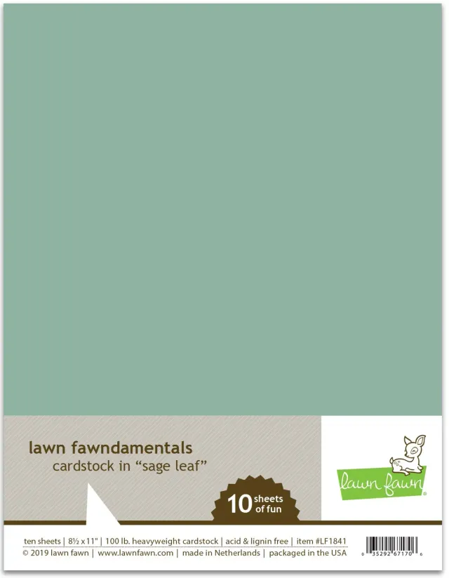 Lawn Fawn Sage Leaf Cardstock Farbkarton Salbei Grün 10 Blatt