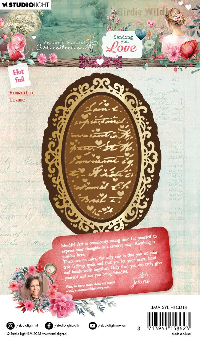 Jenine's Mindful Art Sending You Love Romantic frame Folienplatte