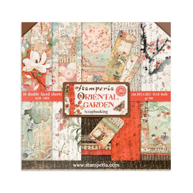 Stamperia Oriental Garden Scrapbookpapier 20,3cm 10 Blatt 190g