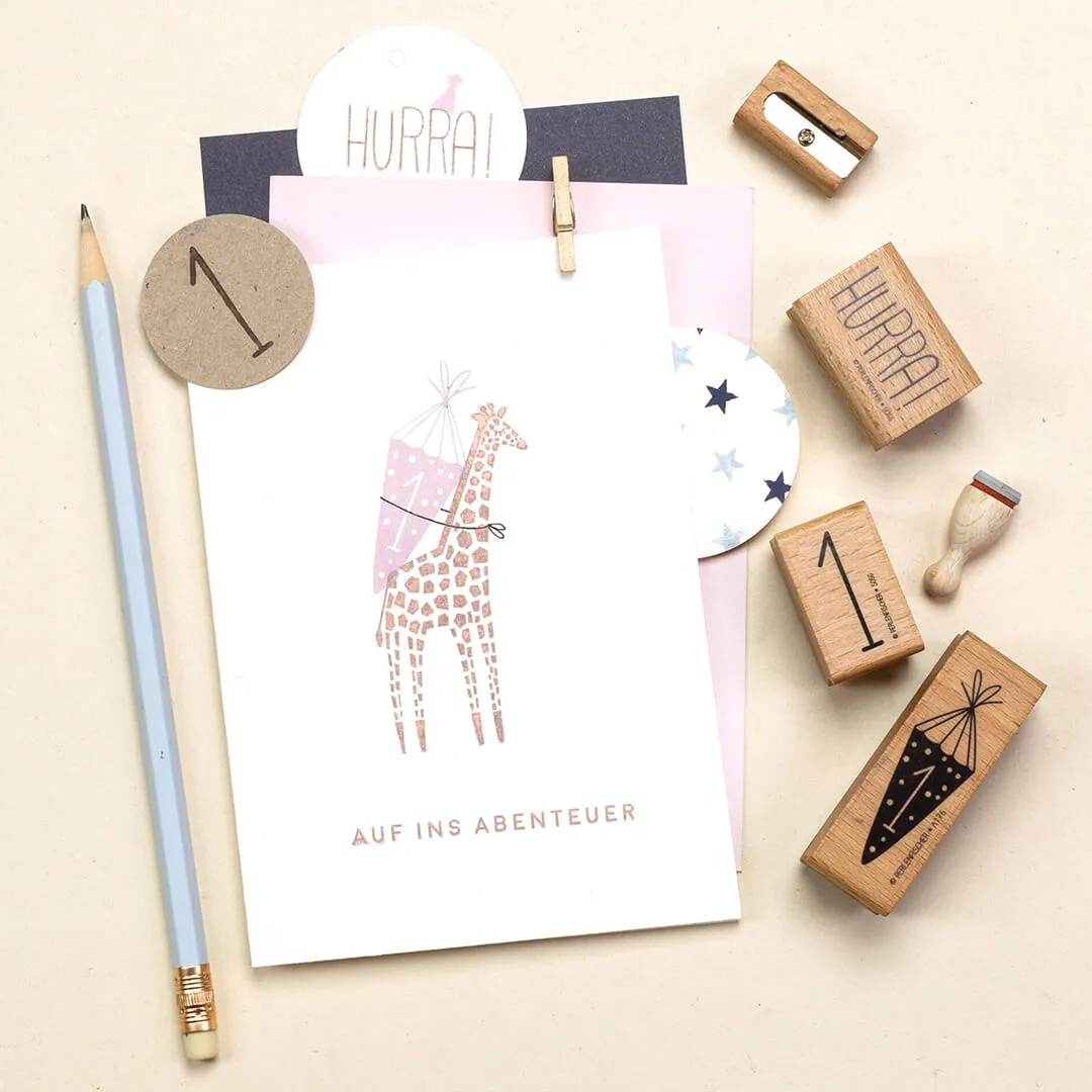 Perlenfischer Giraffe Stempel 73x37 mm Holz Tiere