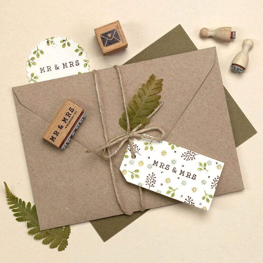 Perlenfischer Mr & Mr Textstempel Hochzeit 4x26 mm