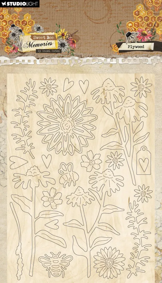 Hazel Eaton Sweet Bee Memories Florals & Grunge Sperrholzteile