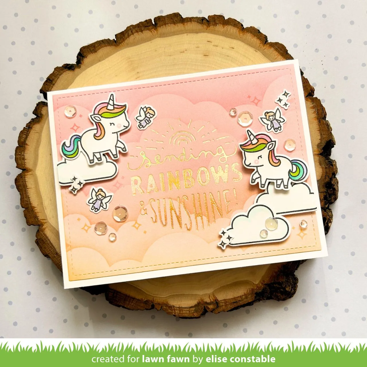 Lawn Fawn Foiled Sentiments Sending Rainbows Folienplatte