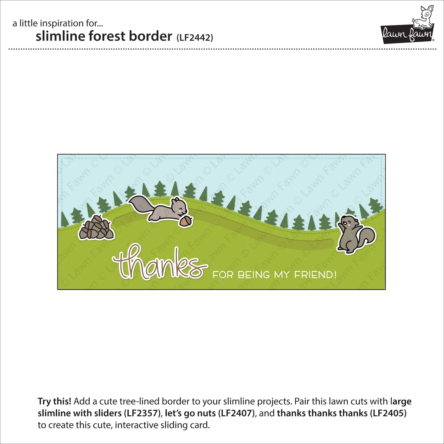 Lawn Fawn Slimline Forest Border Stanze Wald 22,9 cm