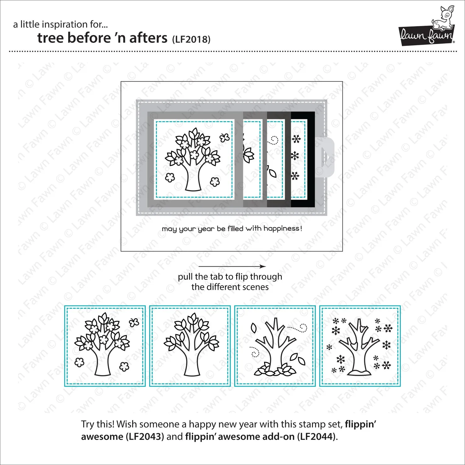 Lawn Fawn Tree Before 'n Afters LF2018 Clear Stamps 4 Jahreszeiten